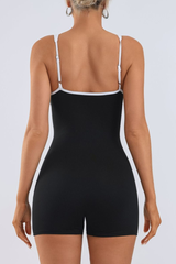 Women's Wide Strap Contrast Binding Fitted Romper with Short