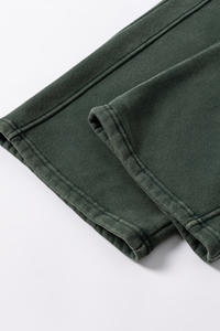 Water-washed and fleece-lined curved-blade pants.