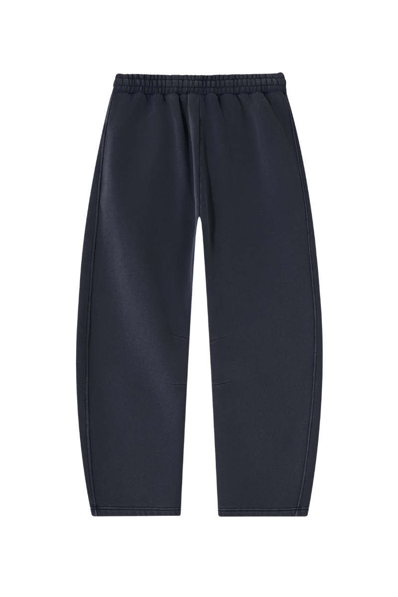 Unisex Fall Fleece Elastic Waist Curved Wide Leg Sweatpants