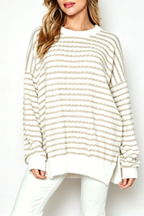 Women's Loungewear Winter Wavy Stripe Oversized Sweatshirt