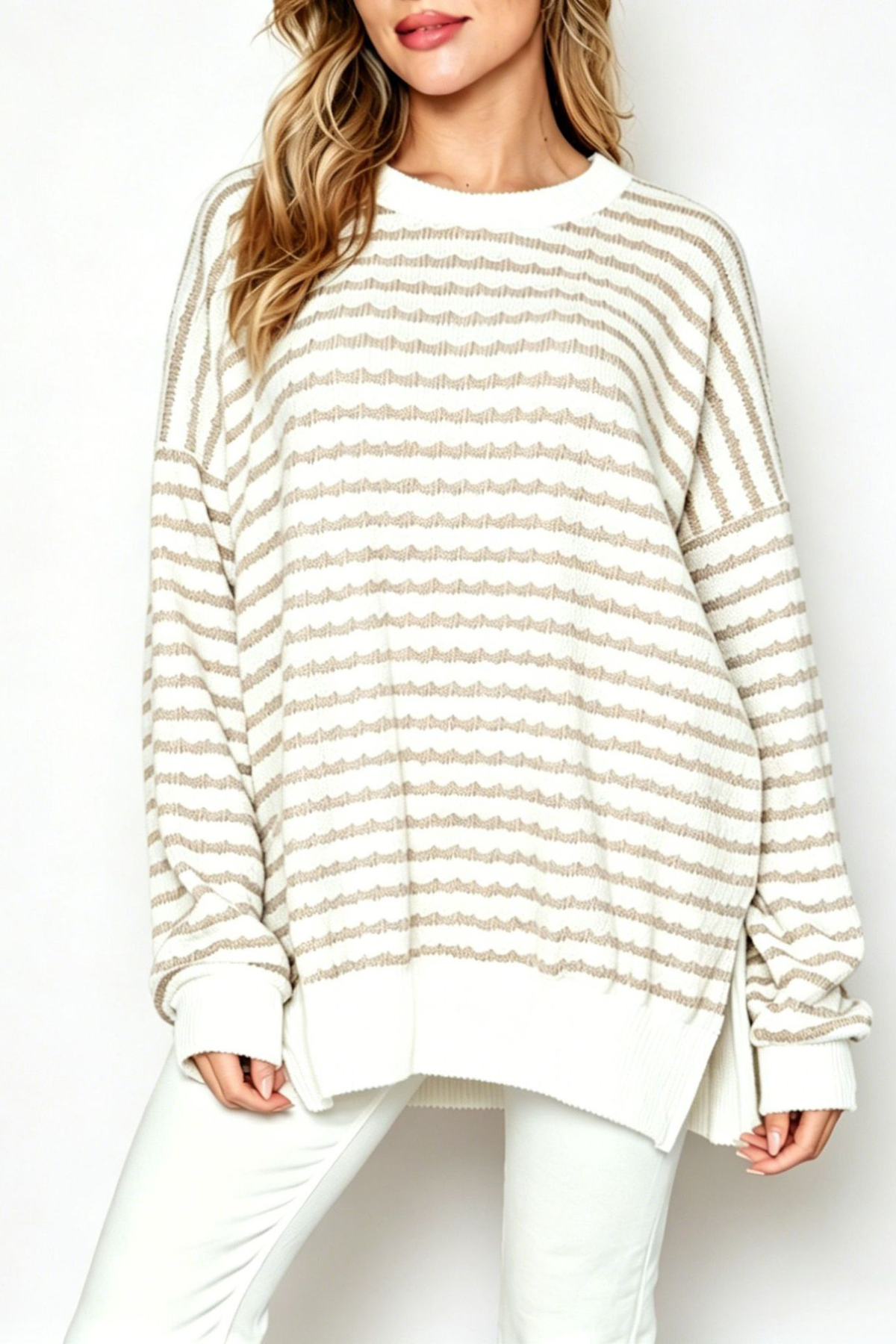 Women's Loungewear Winter Wavy Stripe Oversized Sweatshirt