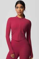 Women's round neck front zipper sports jacket