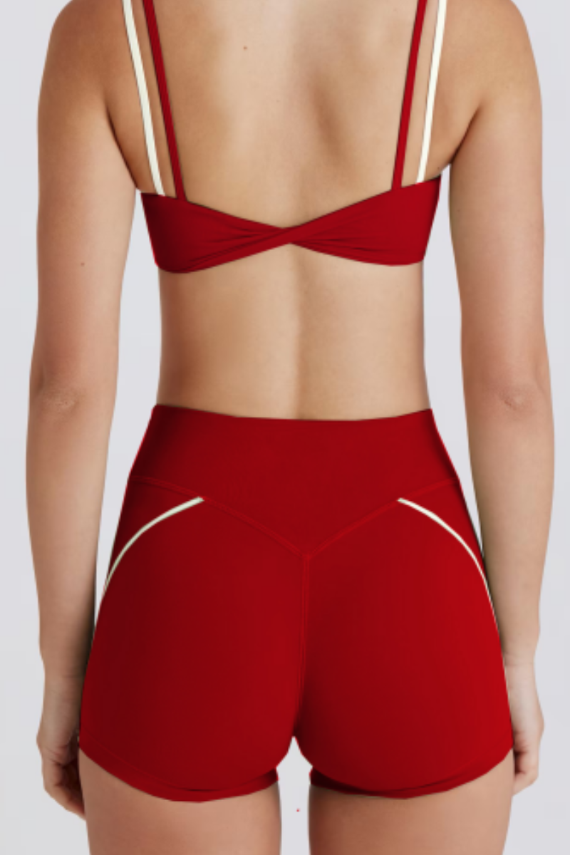 Women's Twist Waist Color Block Quick Dry Yoga Shorts