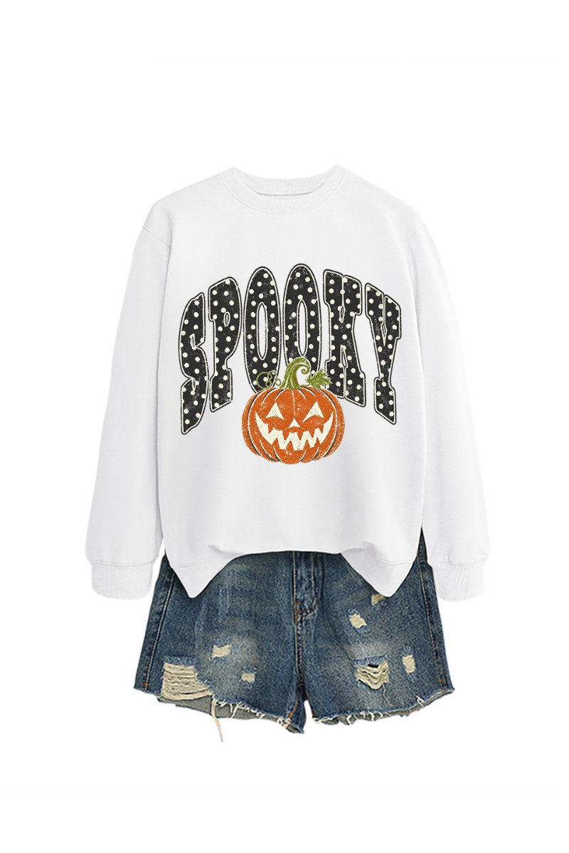 Women's Fall Pumpkin Polka Dot Halloween Multi‑Color Pullover