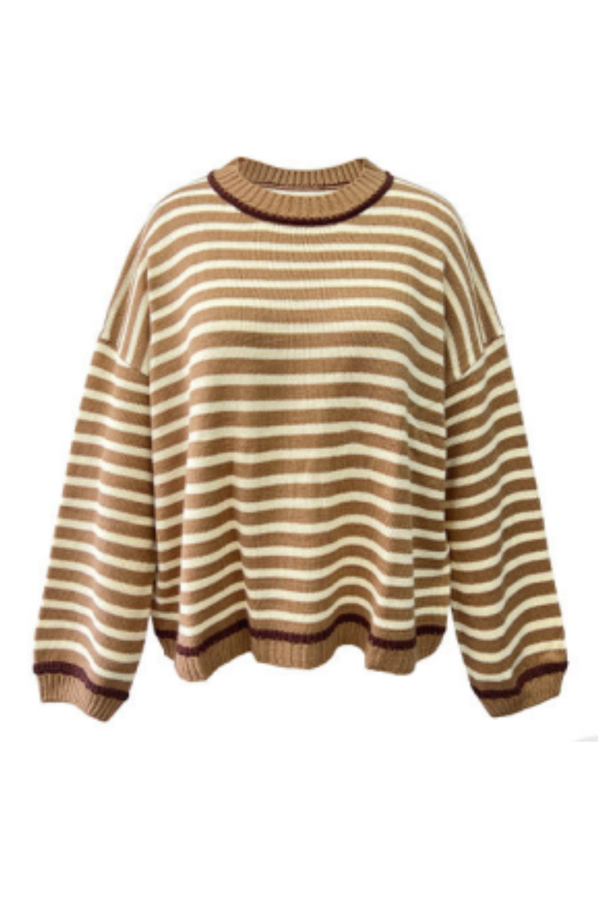 Women’s Winter Boho Striped Contrast Trim Knit Sweater