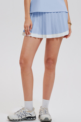 Women's Tennis Color Block Pleated Skirt with Built-in Short