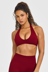 Women's Halter V‑Neck Backless Padded Sports Bra