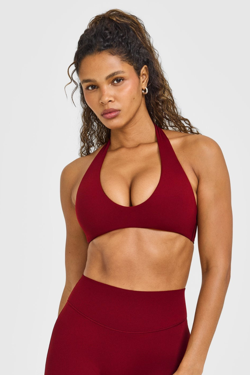 Women's Halter V‑Neck Backless Padded Sports Bra