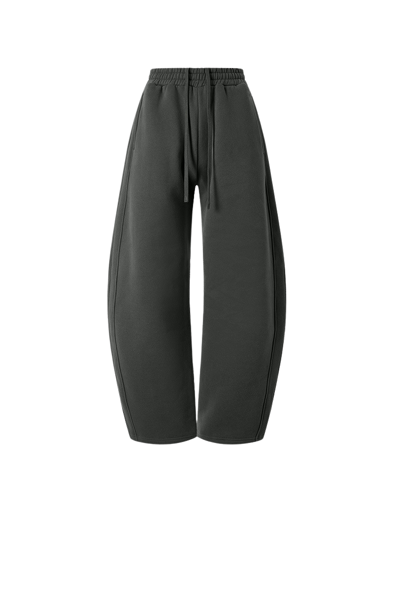 Unisex Fall Streetwear Curved Scimitar Wide‑Leg Sweatpants