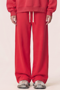 Unisex Fall Drawstring Side Pocket Wide Leg Sweatpants