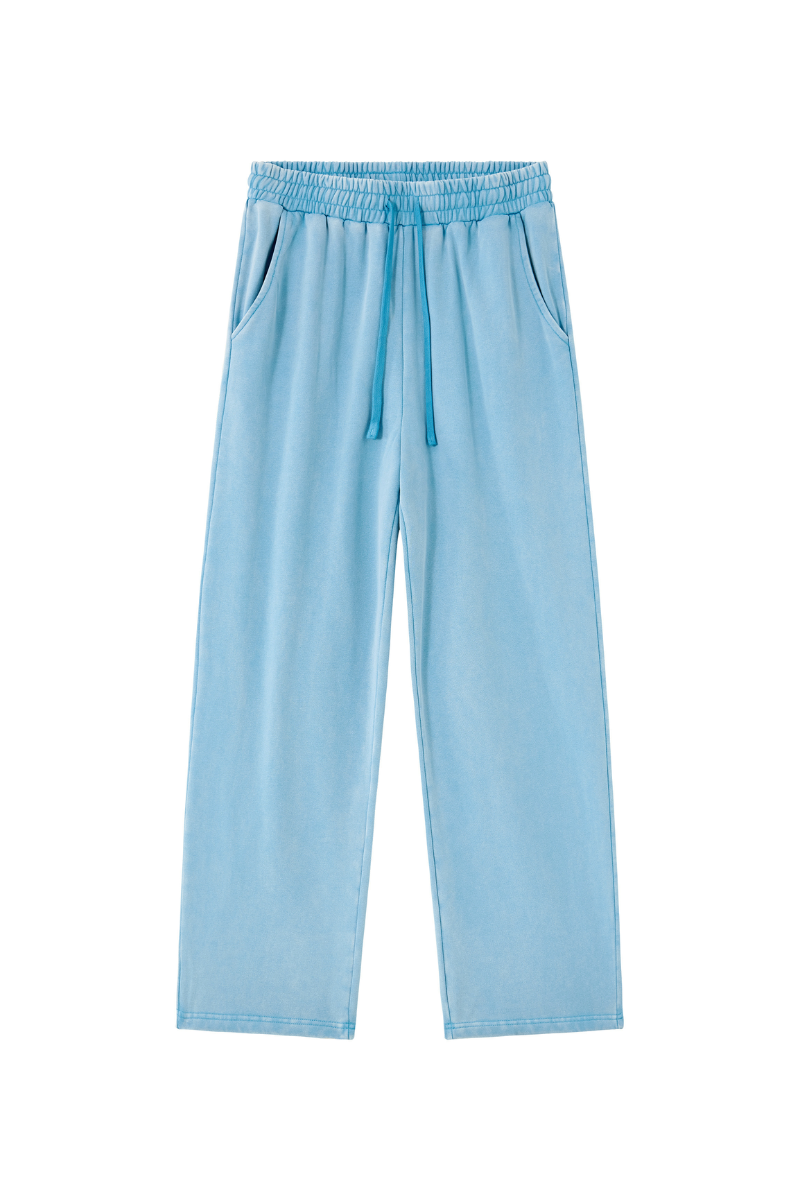 Unisex 100% Cotton Washed Heavyweight Wide Leg Casual Pants