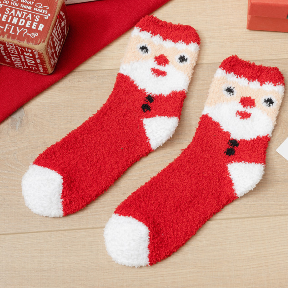 Women's Multicolor Christmas Gift Coral Fleece Socks