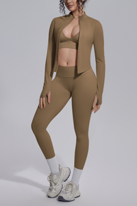 Women's Seamless Yoga Bra & Jacket & Leggings  3-Piece Set