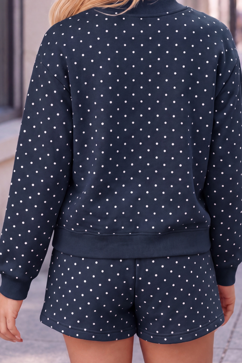 Unisex Fall Polka Dot Elastic Waist Drawstring Casual Shorts
