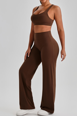 Women's Bare Feel Cutout Bra & Quick Dry Wide Leg Pant Set