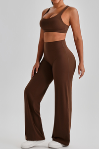 Women's Bare Feel Cutout Bra & Quick Dry Wide Leg Pant Set
