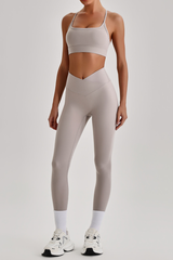 Women's  Crisscross Back Bra & V-Waist Yoga Leggings Set
