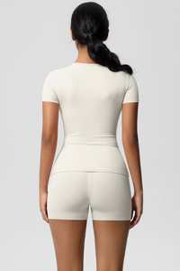 Women Yoga Set: Quick Dry Breathable Short Sleeve + Shorts