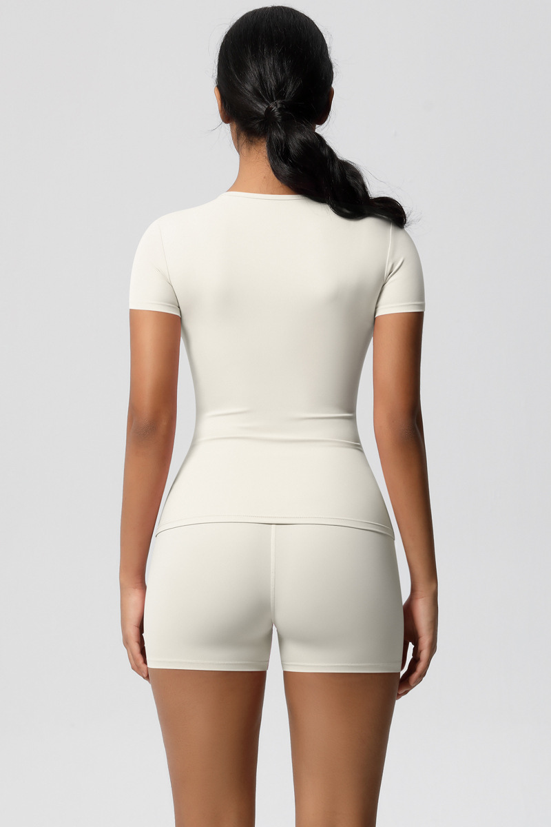 Women Yoga Set: Quick Dry Breathable Short Sleeve + Shorts