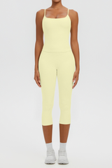 Women's Athletic Tank Top & High Waist Capri Leggings Set