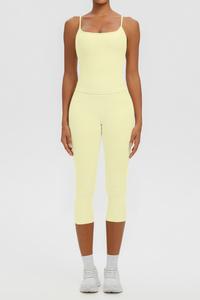 Women's Athletic Tank Top & High Waist Capri Leggings Set