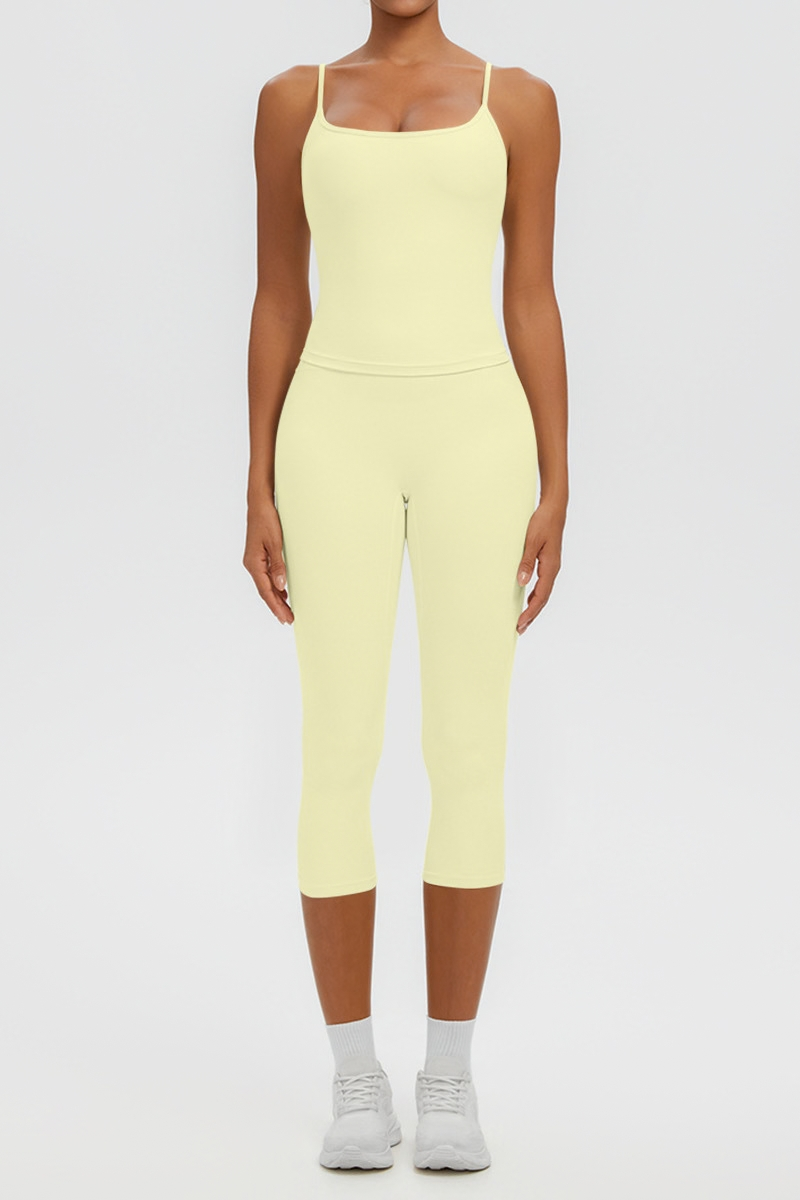 Women's Athletic Tank Top & High Waist Capri Leggings Set