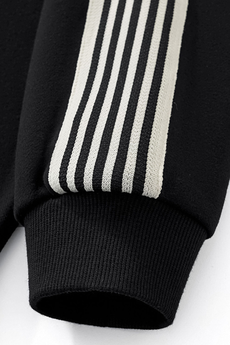 Men's 350g Color Block Side Stripe Ribbed Cuff Hoodie