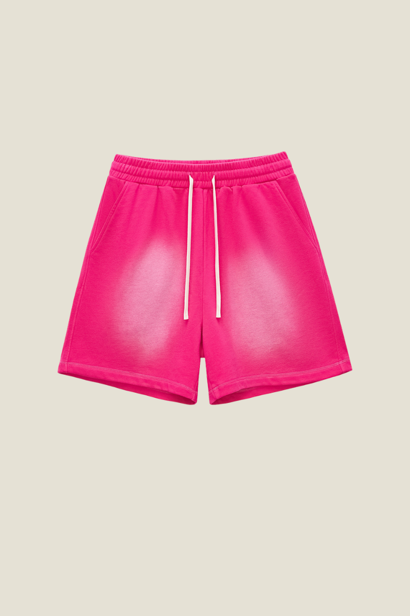 Unisex Washed Gradient Shorts - Side Pocket Straight Drawstring