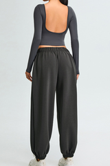 Women's Set:U-back Long Sleeves T-shirt And Cuffed Sweatpant