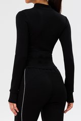 Women's Slim-Fit Stand Collar Finger Cuffs Yoga Sport Jacket