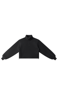 Women's Half Zip Stand Collar Cropped Drawstring Sweatshirt