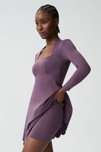 Women's Long Sleeve Wave-Detail Yoga Dress