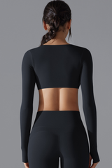 Women' Athletic Twist-Front V-Neck Long Sleeves T-shirt