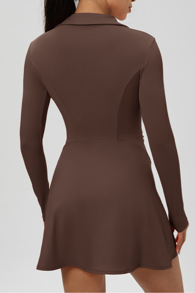 Women's Polo Collared V Neck Dress And Shorts Tennis Set