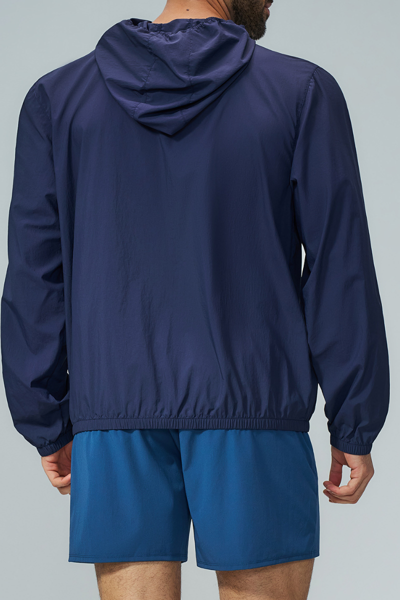 Men's Fall Hooded Full Zip Elastic Hem Outdoor Hooded Jacket