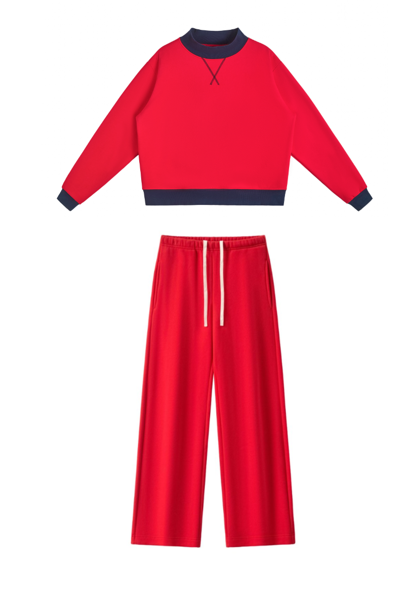 Women's Fall Fleece Mock Neck Sweatsh & Sweatpants Set