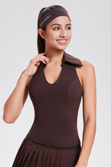 Women's Polo Collar V-Neck Racerback Padded Tennis Tank Top