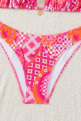 Women's Halter Triangle Cup Printed Bikini Set