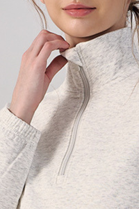 Women's Fall Half Zip Stand Collar Cropped Sweatshirt