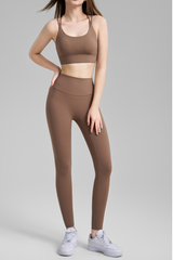 Women's U-Neck Crisscross Back  Bra And Leggings Yoga Sets