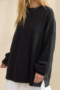 Women's Fall Oversize Side Slit Hem Drop Shoulder Pullover