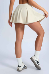 Women's Vertical Ribbed Drawstring Sports Tennis Mini Skort