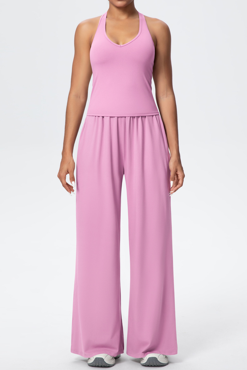 Women’s Set: Halterneck Tank Top & Wide-Leg Pants