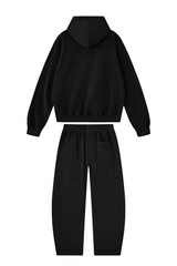 Women's 100% Cotton Fall Washed Hoodie & Curved Sweatpant Set
