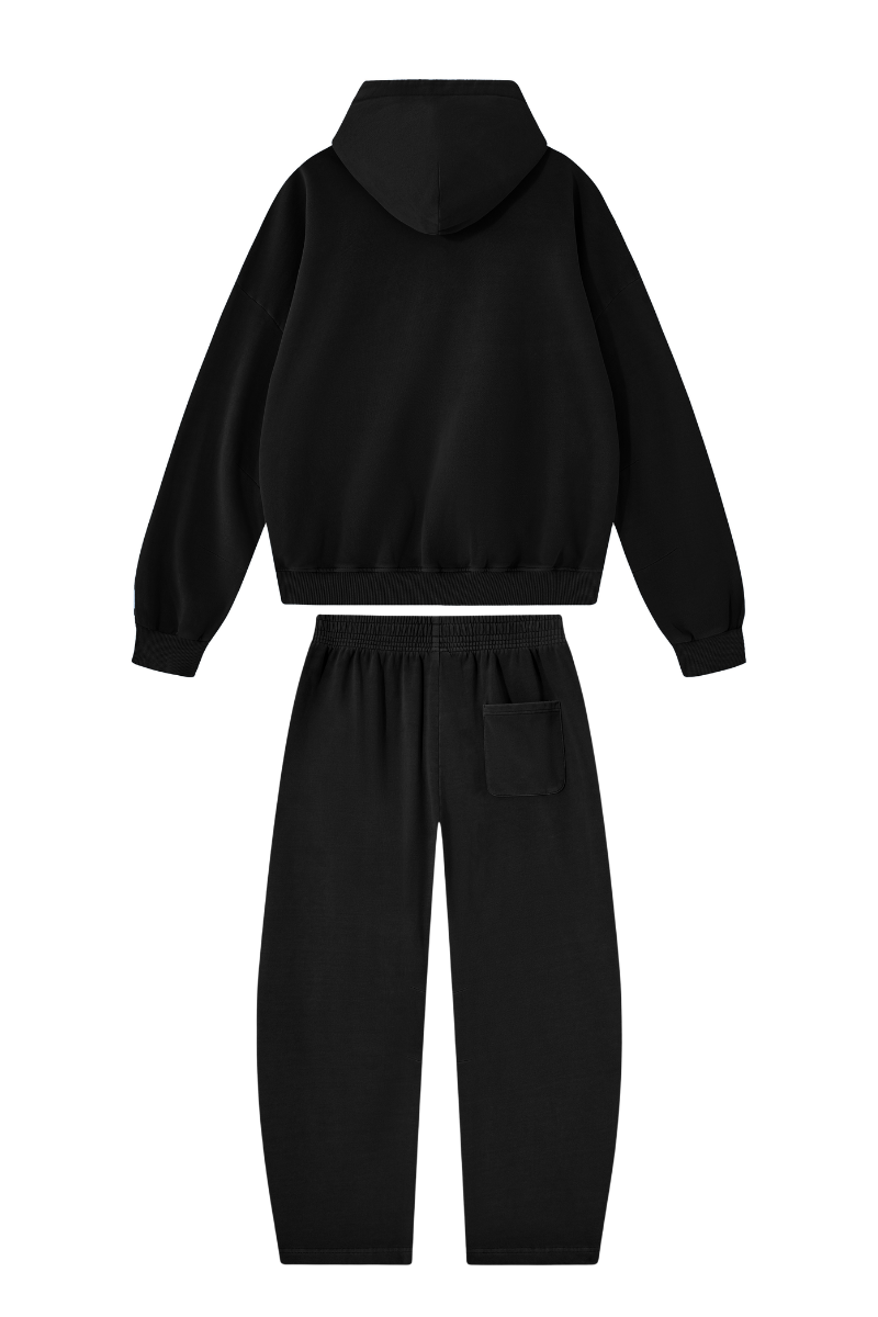 Women's 100% Cotton Fall Washed Hoodie & Curved Sweatpant Set