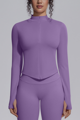 Women's Half Zip Stand Collar Long Sleeve Fitness Jacket