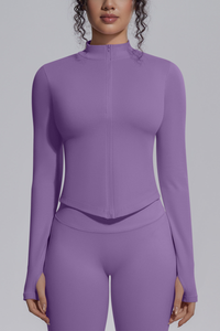 Women's Half Zip Stand Collar Long Sleeve Fitness Jacket