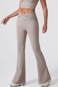 Women's Athletic Twist Front High-Stretch Yoga Flared Pants