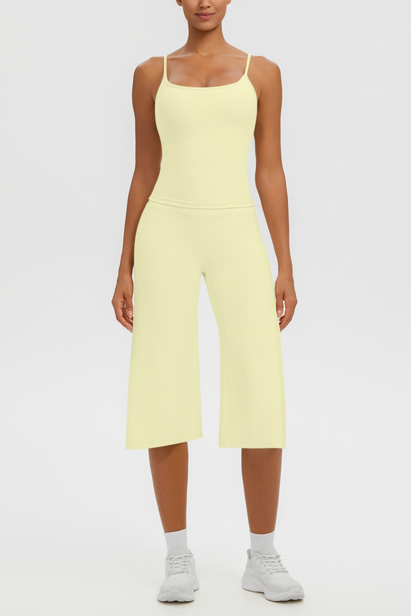 Women's Tank Top & Wide Leg Yoga Cropped Pants Set