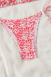 Women's Floral Print Tie Side Triangle Cup Bikini